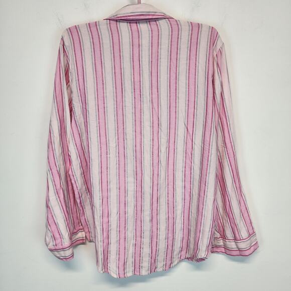 Victoria Secret Pink Metallic Stripe Pajama Set Size M Cotton Modal Blend Iconic - Picture 12 of 15